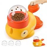 Dog Interactive Treat Dispenser, 2026 New Yellow Duck Cat Treat Dispenser with Button, Slow Treat Feeding Dispenser for Small & Large Cats Dogs
