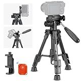 NEEWER Basic Mini Desk Tripod for iPhone & Camera with 3 Way Pan Tilt Head, Handle & Remote, Metal Portable Table Top Video Phone Tripod with 1/4" Plate for DSLR Camera Camcorder, Max Load 13lb, TP02