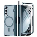 MOBOSI Magnetic for Samsung Galaxy Z Fold 4 Case, Compatible with Magsafe, Built-in Hinge Protection & Front Screen Protector Full Body Rugged Phone Case for Z Fold4 with S Pen Slot, Light Green
