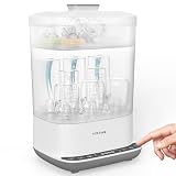 HAUTURE Bottle Sterilizer and Dryer, 6-in-1 Baby Bottle Sterilizer (Esterilizador de Biberones), 10 Bottles Capacity, Electric Steam Bottle Sanitizer for Baby Bottles, Breast Pump Parts & Pacifiers