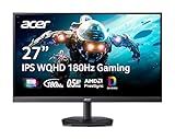 acer Nitro 27 Inch WQHD 2560 x 1440 IPS Gaming Monitor | AMD FreeSync | Up to 180Hz Refresh | Up to 0.5ms | DCI-P3 95% | HDR 10 Support | One Display Port 1.2 & Two HDMI 2.0 | KG271U N3bmiipx