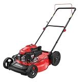 PowerSmart 21-Inch Gas Lawn Mower, 144cc 4-Cycle OHV Engine, Push Mower with Mulching & Side-Discharge, 6 Cutting Heights