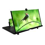 12‘’ Screen Magnifier Amplifier 3D HD Smart Mobile Phone Movies Amplifier with Foldable Holder Stand for Any Smartphone, Supports All Smartphones(Black)