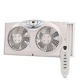Bionaire Window Fan with Reversible Airflow Blades – 3-Speed Settings, Programmable Thermostat, LED Display, Remote Control, Fits 24–36" Windows, No Assembly Required
