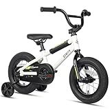 cubsala 12 Inch Kids Bike BMX Style Bicycle with Training Wheels Coaster Brake for 1 2 3 4 Years Old Boys Girls Toddlers Beginner Riders, White