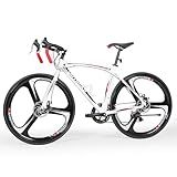 Betterland 14 Speed Road Bike,700C Wheel Road Commuter Bike with Dual Disc/V Brakes, Light Aluminum Alloy Frame,Adult Faster Racing Bicycle for Men and Women White