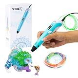 SCRIB3D P1 3D Printing Pen with Display - Includes 3D Pen, 3 Starter Colors of PLA Filament, Stencil Book + Project Guide, and Power Adapter