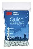 3M Disposable Earplugs For Quiet, Studying & Sleep, 80 Pairs (160 Plugs), Noise Reduction Rating (NRR) 32 dB, Comfortable All Night Long, Light Blue Ear Plugs, Come In Resealable Bag (EPQS-80B-SIOC)