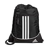 adidas Alliance Sackpack, Drawstring Backpack, Lightweight Small Gym Bag for Women and Men, Black, One Size