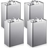 Maxdot 4 Pcs 1 Gallon F Style Metal Can Reusable Metal Can with 1.5" Opening for Chemical Reagents, Solvents, Paints, Lubricants, Secure Storage and Easy Pouring, 9.45" L x 6.57" W, Non Food Grade