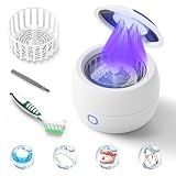 2026 Ultrasonic Retainer Cleaner Machine – 45kHz Retainer Cleaner for Night Guards, Mouth Guards, Dentures – 24W Dental Ultrasonic Cleaner with 4 Modes, 200ML – Great Gift for Braces Users