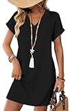 WIHOLL Black Dresses for Women Casual Summer Outfits Beach Vacation Clothes Fashion Wedding Guest Dress Graduation Women's Formal Dresses Sundresses Cruise Travel Tshirt Dress M