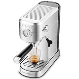 CASABREWS CM5418 Espresso Machine 20 Bar, Compact Espresso Maker with Steam Milk Frother, Stainless Steel Coffee Machine with 34oz Removable Water Tank for Cappuccino, Latte, Silver