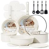 CAROTE 19pcs Pots and Pans Set, Nonstick Cookware Set Detachable Handle, Induction Kitchen Cookware Sets Non Stick with Removable Handle, RV Cookware Set, Oven Safe