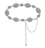 Western-Concho-Belt-Women Cowgirl-Metal-Belts Boho Silver Vintage Turquoise Chain Belt for Dress Jeans
