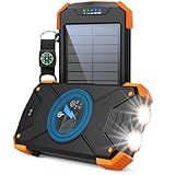 Solar Power Bank 10000mAh, PD 20W Fast Charging Portable Wireless Charger for Cell Phones, Solar Battery Bank with USB C, Flashlight, for iPhone 17/16/15/14/13, All Mobile Phones