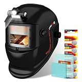 TRQWH Welding Helmet with Light True Color Auto Darkening Welding Helmets for Men Solar Powered Welding Hood with 2 Arc Sensor Wide Shade 4/9-13 for TIG MIG ARC Cool Welder Mask