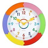 Yoiolclc Wall Clock for Kids Learning to Tell Time Silent Non-Ticking Clock for Kids Room Classroom Bedroom School(10 Inch)