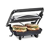 Hamilton Beach Panini Press Sandwich Maker & Electric Indoor Grill with Locking Lid, Opens Wide to Fit Any Thickness for Quesadillas, Burgers & More, Nonstick 8" x 10" Grids, Chrome (25460AG)