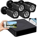 4CH 1080P Wired Security Camera System, AIWIXEN CCTV DVR with 512GB Hard Drive, 4 x Home Surveillance IP68 Waterproof Security Cameras with Human Vehicle Detection, Remote Access, 24-7 Recording