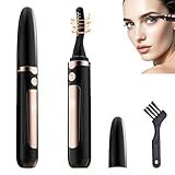 Heated Eyelash Curler-USB Rechargeable Electric Eyelash Curler- Eyelash Curlers Heated 4 Temperature Modes Fast Heat Up Within 3s - 24 Hours Long Lasting- with Led Display for Women Girls(Black)