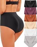 High Waisted Seamless Underwear Women's Briefs Panties No Show 6 Pack L
