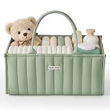 Blissful Diary Baby Diaper Caddy Organizer, Stylish Storage Basket for Newborn Essentials and Diaper Station, Gift for Baby Shower and Registry Must-Have, Sage Green