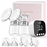 Lulia Double Electric Breast Pump, Breastfeeding Pump 4 Modes & 9 Levels, Low Noise, Anti-Backflow & LED Display, BPA Free, Portable Breast Pumps with 24mm Flange