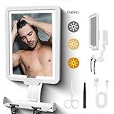 Instant Heated fog free Shower Mirror Fogless for Shaving for Women Makeup Removing,Anti fog Mirror for shower with 3-Color Dimming Light,Rechargeable Lighted Mirror,2Ways Wall Mounted Shower Mirrors