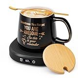 Coffee Mug Warmer & You are Awesome Mug Set, Electric Cup Warmer with Auto Shut Off, 4 Temperature Setting Smart Beverage Warmer, 8-Hours Auto Shut Off, Best Gifts for Birthday Christmas