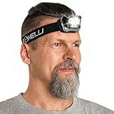 Foxelli LED Headlamp Flashlight for Adults & Kids, Running, Camping, Hiking Head Lamp with White & Red Light, Comfortable Headband, Lightweight & Waterproof, 3 AAA Batteries