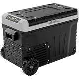 EUHOMY 12 Volt Refrigerator, 37QT(35L) Electric Cooler, Portable Freezer 12V/24V DC 110-240V AC, 12V Fridge -4℉~68℉, 12V Cooler with Wheels & 2 Baskets for Travel, Truck, Boat, Camping