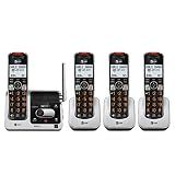 AT&T BL102-4 DECT 6.0 4-Handset Cordless Phone for Home with Answering Machine, Call Blocking, Caller ID Announcer, Audio Assist, Intercom, and Unsurpassed Range, Silver/Black
