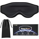 Fygrip 3D Eye Mask Sleep Mask for Men & Women, Ultra Comfort 100% Pressure-Free & 100% Light Block-Out Eye Mask for Sleep with Easy Adjustable Strap, Night Eye Cover for Travel, Black