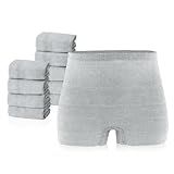 PurComfy 10 Pcs Postpartum Underwear for Women, High Waisted Disposable Boyshort Underwear for Mom Postpartum, Seamless Under Wear for Postpartum Essentials, Waist 28"- 42" Stretched, Grey