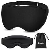 Fygrip 3D Eye Mask Sleep Mask for Men & Women, 100% Pressure-Free & Light Block-Out Eye Mask for Sleep with Easy Adjustable Strap, Night Eye Cover for Travel, Black