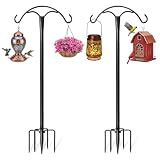 2 Pack 76" Shepherds Hooks for Outdoor, Heavy-Duty Metal Bird Feeder Pole