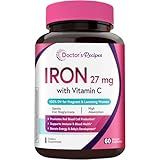 Doctor's Recipes Iron Supplement for Pregnant Women, Chelated Iron Bisglycinate, with Vitamin C for High Absorption, Gentle, Red Blood Cell Production Support, 60 Vegan Caps