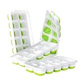 DOQAUS Ice Cube Tray with Lids, 4 Pack Silicone Ice Trays for Freezer