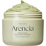 Arencia Korean Rice Mochi Face Cleanser - Face Mask, Foaming Cleanser, Gentle Scrub All in One - Deep Cleansing, Moisturizing, Pore Minimizing, Removing Blackhead- with Rice Water & Green Tea, Mugwort