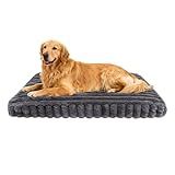 wowohpet Dog Beds Flat Dog Crate Bed Waterproof for Meduim Large Dogs with Plush Removable Washable Cover Anti Slip Bottom for Indoor,Grey,41.7"x26.8"