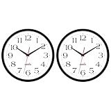HIPPIH 2 Pack Silent Wall Clock, 10 Inch Non Ticking Quiet Digital Sweep Decorative Battery Operated Wall Clocks for Living Room Bedroom Kitchen School Office Decor, Black