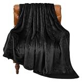 BEDELITE Fleece Blanket Soft Plush Throw for Couch Black 50"x60"