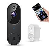 HopeFlex 1080P Smart Wireless Video Doorbell Camera with Chime, Night Vision, Real-Time Alerts, AI Human Detection, 2.4G WiFi, Two-Way Talk, Cloud Storage, Battery Rechargeable, Weather-Resistant