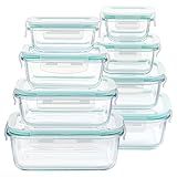 Vtopmart 8 Pack Glass Food Storage Containers with Airtight Lids, Glass Meal Prep Containers, Lunch Office Meal for Microwave, Oven, Freezer and Dishwasher, BPA Free
