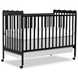 Dream On Me Carson Classic 3-in-1 Convertible Full-Size Baby Crib in Black, GreenGuard Gold & JPMA, 4 Mattress Heights, Converts to Day & Toddler Bed, Locking Wheels, Classic Nursery Design