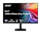 Acer KB242Y - 23.8 Inch IPS Zero-Frame Full HD (1920 x 1080) Monitor | Tilt | Up to 120Hz Refresh | 1ms (VRB) | sRGB 99% | HDMI & VGA Ports | Adaptive-Sync Support (FreeSync Compatible)