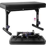 Liquid Stands Foldable Dual Adjustable Piano Bench with Black Cushion