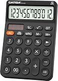 CATIGA 12 Digit Desktop Calculator with Large LCD Display, 4 Funtions Calculator, Round Design Big Button, Solar and Battery Dual Power, Standard Function for Office, Home, School, SD-1292