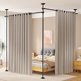 SUNALLY Room Divider for Separation 28-114in(W) Privacy Wall Divider, Black